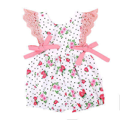 

Cute Kids Baby Girls Strawberry Romper Bodysuit Jumpsuit Outfits Clothes Sunsuit