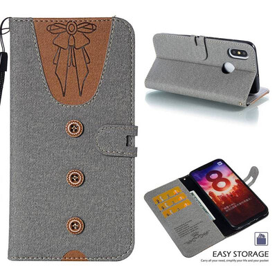 

MOONCASE Millet Mi 8 stitching embossed womens leather case - gray