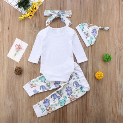 

Newborn Infant Baby Boy Girl UnicornDinosaur Romper Pants 4Pcs Outfits Clothes