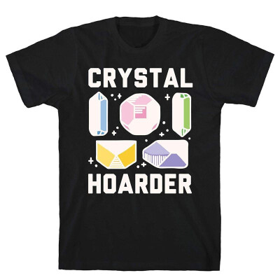 

Crystal Hoarder White Print Black Mens Cotton Tee