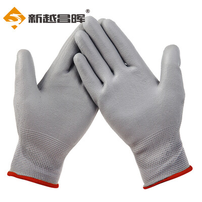 

Xinyue Changhui Labor Insurance Gloves PU Nylon Gloves Wear-resistant Non-slip Coating Palm Dip Glue Gloves Oil-proof Line Gloves Breathing Site Work Protective Gloves 12 Pair B11429