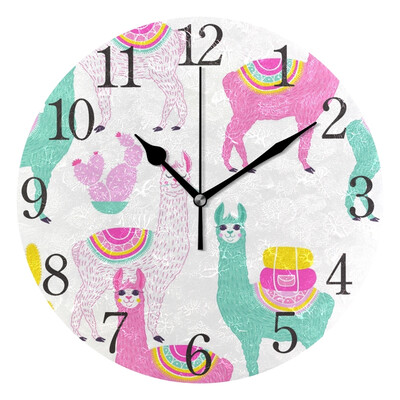 

Wall Clock Pattern Of Sweet Llama Round Wall Clock Arabic Numerals Design
