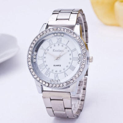 

Geneva Luxury Womens Girls Crystal Stainless Steel Quartz Analog Wrist Watch
