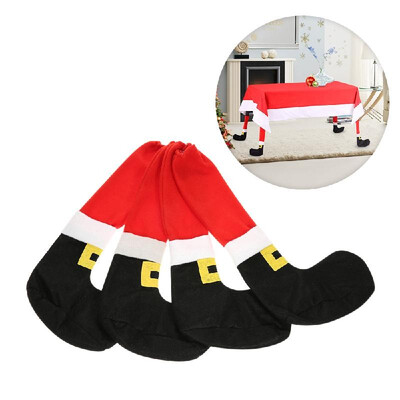 

4pcsset Christmas Table Chair Leg Covers Set for Square Round Legs Christmas Decorations Ornaments--Black Santa Shoe Style