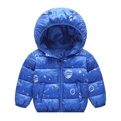 

Autumn Lightweight outwear Coats Starry Print Winter Children Faux-cotton Padded Hooded Jackets for Boys&Girls Toddler Clothes