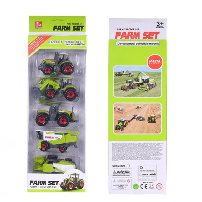 

5pcs DIECAST Farm Tractor Set Vehicles in Hanging Box Farming Playset Fun