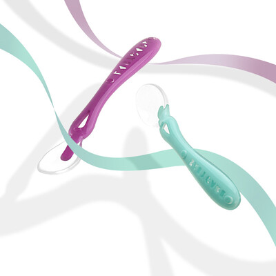 

Babycare silicone spoon baby newborn soft spoon food supplement spoon portable baby cutlery set 4600 purple