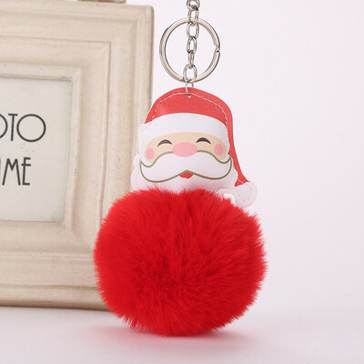 

Cute Christmas Gift Santa Keychain for Women Pom Pom Ball Keychains