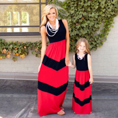 

Mother & Daughter Family Matching Dress Women Girls Boho Halter Dress Outfits