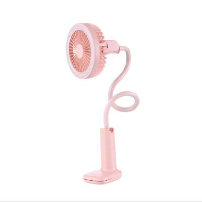 

JIPUSH New flower sprinkling table lamp holder fan 360-degree rotating USB charging LED nightlight fan baby carriage clamp table l