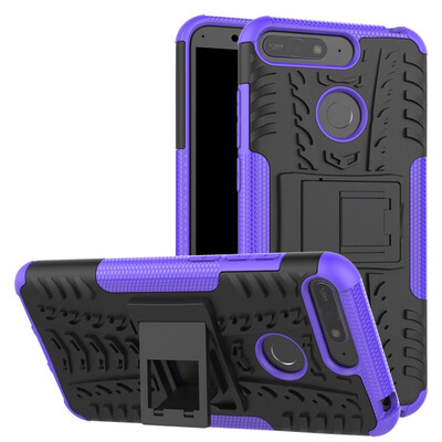 

Fivice Huawei Y6 2018 Case TPU anti-fall tire pattern back clip bracket phone case