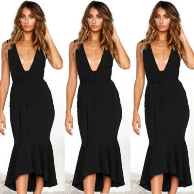 

AU Fashion Womens V-Neck Backless Bandage Cocktail Evening Party Bodycon Dress