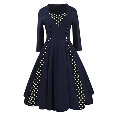 

Polka Dot Knee Length A Line Vintage Dress
