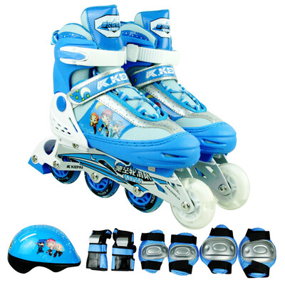 

Kids Children's Skate Shoe Set Adjustable Roller Skating Skates Flash Wheel F1-M1 Blue Trumpet 28-31 yard