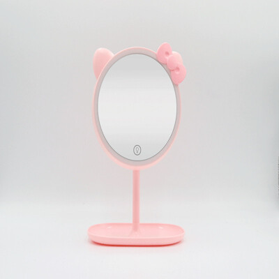 

New KT makeup mirror USB charging folding desk mirror with LED makeup mirror lamp