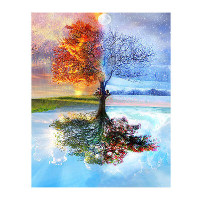 

UpperX Frameless Four Seasons Tree Landscape DIY Painting By Numbers Kit Paint On Canvas Painting Calligraphy For Home Decor
