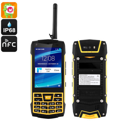 

original Android 60 Smartphone IP68 Rugged Waterproof Phone shockproof N2 MT6580 Quad Core 3G Russian Keyboard GPS UHF Radio NFC