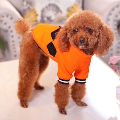 

Huayuan favors hoopet dog sweater Teddy than Xiong Bomei small puppies pet autumn&winter wear orange Halloween pumpkin loaded