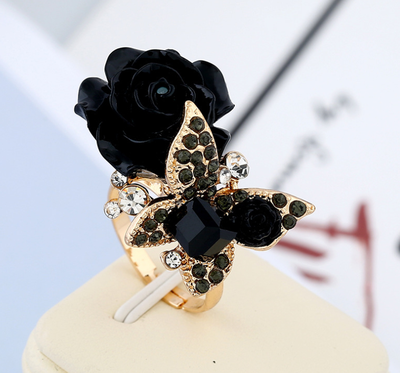 

Rose ring ethnic style butterfly ring vintage Bohemian hand ornament
