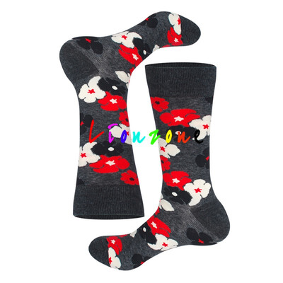 

LIONZONE 2018 Happy Socks Men Women Lovers Color Flower Totem Polka Dot Style Combed Cotton Socks Hip-Hop Socks Funny Gift