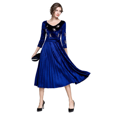 

Autumn&Winter New Sleeves Velevet Embroidery Dress