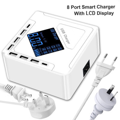 

8-port USB Charger Station with 2 USB Type-c Charger portwith Smart IC Technology usb Wall Charger with LCD Display