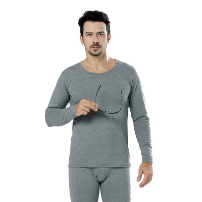 

LangSha men's thin couple large size cotton sweater thermal underwear set, solid color