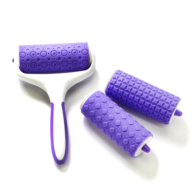 

UpperX 3PCS Fondant Strip Ribbon Cutter Plastic Cake Rolling Pin Lace Dots Woven Pattern Embosser Stripe Molds For Baking