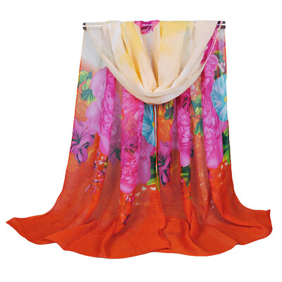 

Fashion Women Chiffon Scarf Floral Print Long Thin Shawl Pashmina