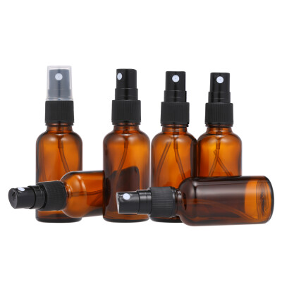 

6pcs 30ml Amber Glass Bottle Fine Mist Sprayer Refillable & Reusable Essential Oils Perfumes Cleaning Products Atomizer Container