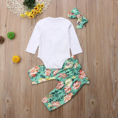 

Newborn Baby Girl Floral Clothes Romper Jumpsuit BodysuitLong Pants Outfits Set