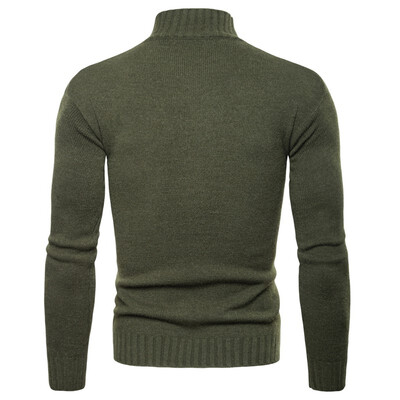 

AOWOFS Europe code new foreign trade mens high lapel Slim bottoming shirt solid color knitted sweater YM007