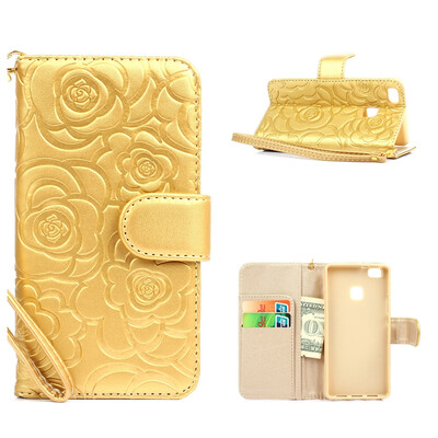 

MOONCASE Premium Vintage 3D Embossed Floral PU Leather Magnetic Folio Wallet Case ID Credit Card Slots For Huawei P9 Lite