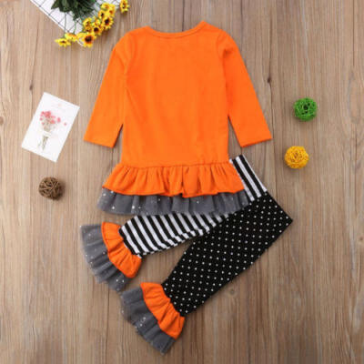

Canis 2pcs Kids Baby Girls Halloween Clothes Ruffle T-shirt TopPants Outfit Set