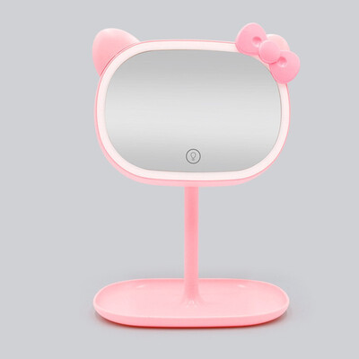 

New KT makeup mirror USB charging folding desk mirror with LED makeup mirror lamp