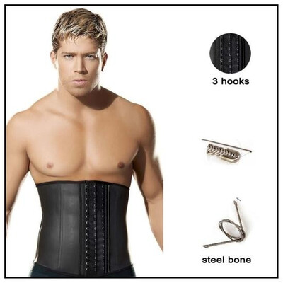 

Latex Men Corset Waist Trainer Steel Boned Waist Body Cincher Corset Belt Girdle