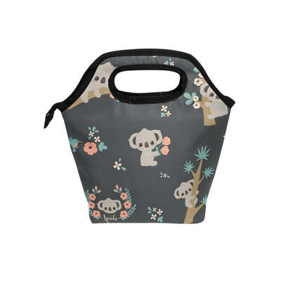 

Insulated Lunch Tote Bag Koala Travel Picnic Lunch Handbags Portable Zipper Lunch Bag Box