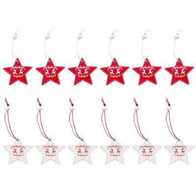 

UpperX 12pcs Party Supplies DIY Gifts Christmas Tree Decoration Wooden Ornaments Xmas Hanging Star