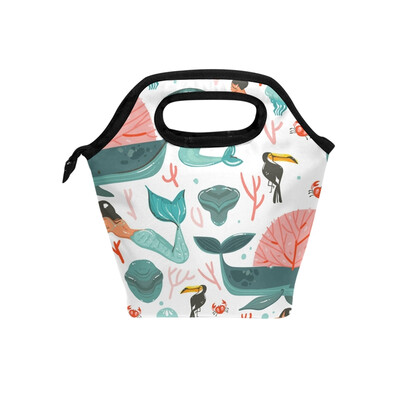 

Lunch Bag Tote Bag Beauty Bohemian Mermaid Girls Travel Picnic Organizer Lunch Holder Handbags Lunch Bag Box for Office