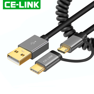 

CE-LINK type-cmicro usb two in one data line millet 8 Mito m6 glory Android mobile phone fast charge a dual-use charging line space gray 15 m 4293