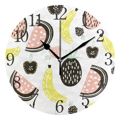 

Wall Clock Arabic Numerals Design Exotic Fruit Pattern Round