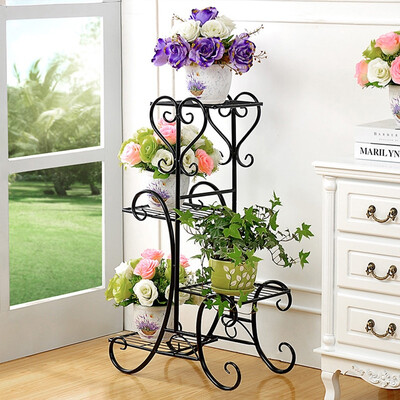 

Plant Stand Metal Flower Holder Pot with 4 tier Garden Decoration Display Wrought Iron 4 Layers Planter Rack Shelf Organizer