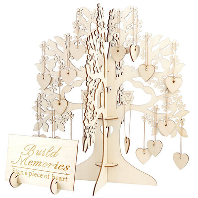 

UpperX Family Tree Wedding Guest Book 3D Wooden Guest Sign Book Rustic Wedding Party Decorations