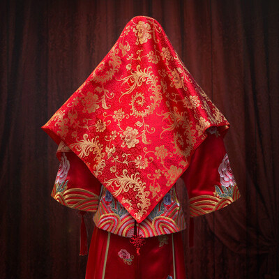 

Extreme space JDKJ wedding supplies red hijab bride Chinese knot hijab wedding tassel Chinese embroidery hijab