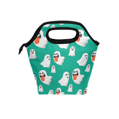 

Lunch Bag White Ghost Tote Travel Picnic Insulated Handbags Portable Zipper Lunch Bag Box