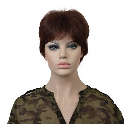 

StrongBeauty Short Brown Choppy Layers Synthetic Wig Wigs for Women Full Wigs
