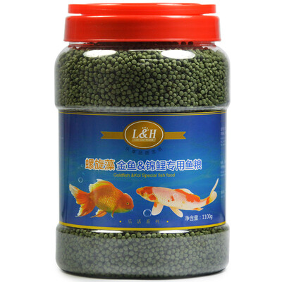 

Jingdong supermarket]  & H-music live fish food fish and fish feed cold water fish spirulina Luohan fish enrichment feed Spirulina goldfish Koi special grain 1100g