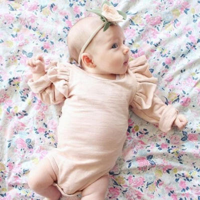 

Kids Infant Baby Girls Romper Bodysuit Jumpsuit Outfit Pure Color Cotton Clothes