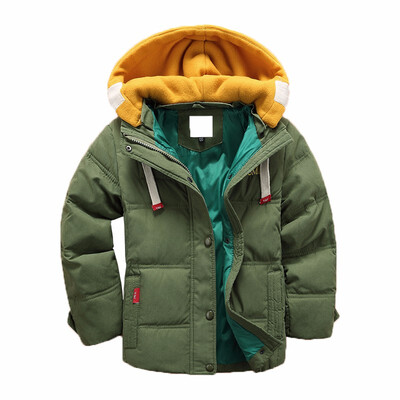 

children Down & Parkas 4-10T winter kids outerwear boys casual warm hooded jacket for boys solid boys warm coats