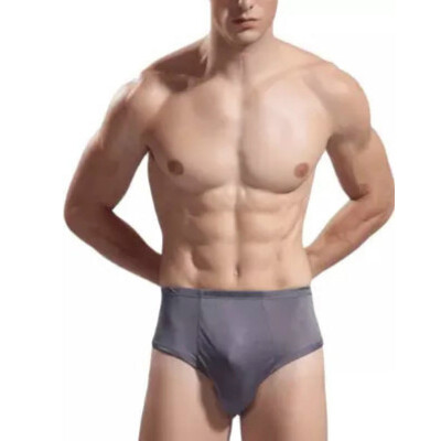 

Sports underwear spring&autumn solid color silk skin care health breathable elastic satin waist summer&summer silk mens briefs